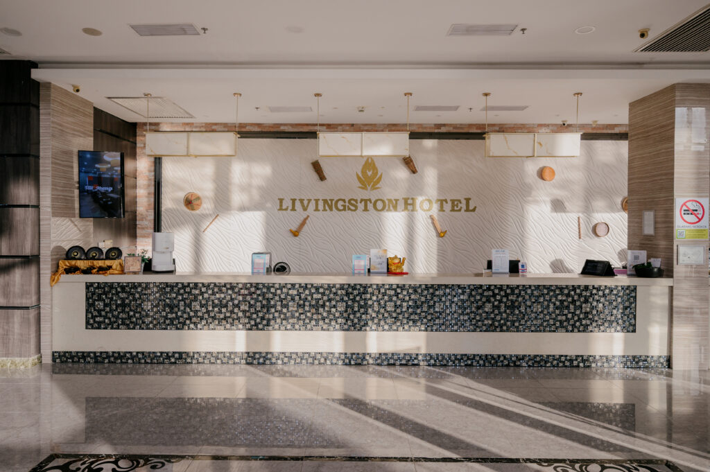 Lobby of Livingston Hotel Sandakan showing reception area