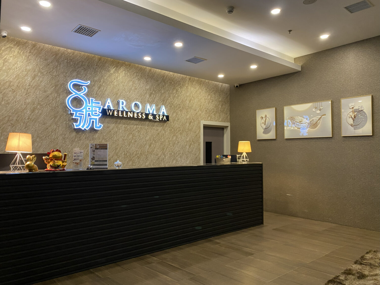 Entrance and reception area of Aroma Wellness & Spa at Livingston Hotel Sandakan on Level 2