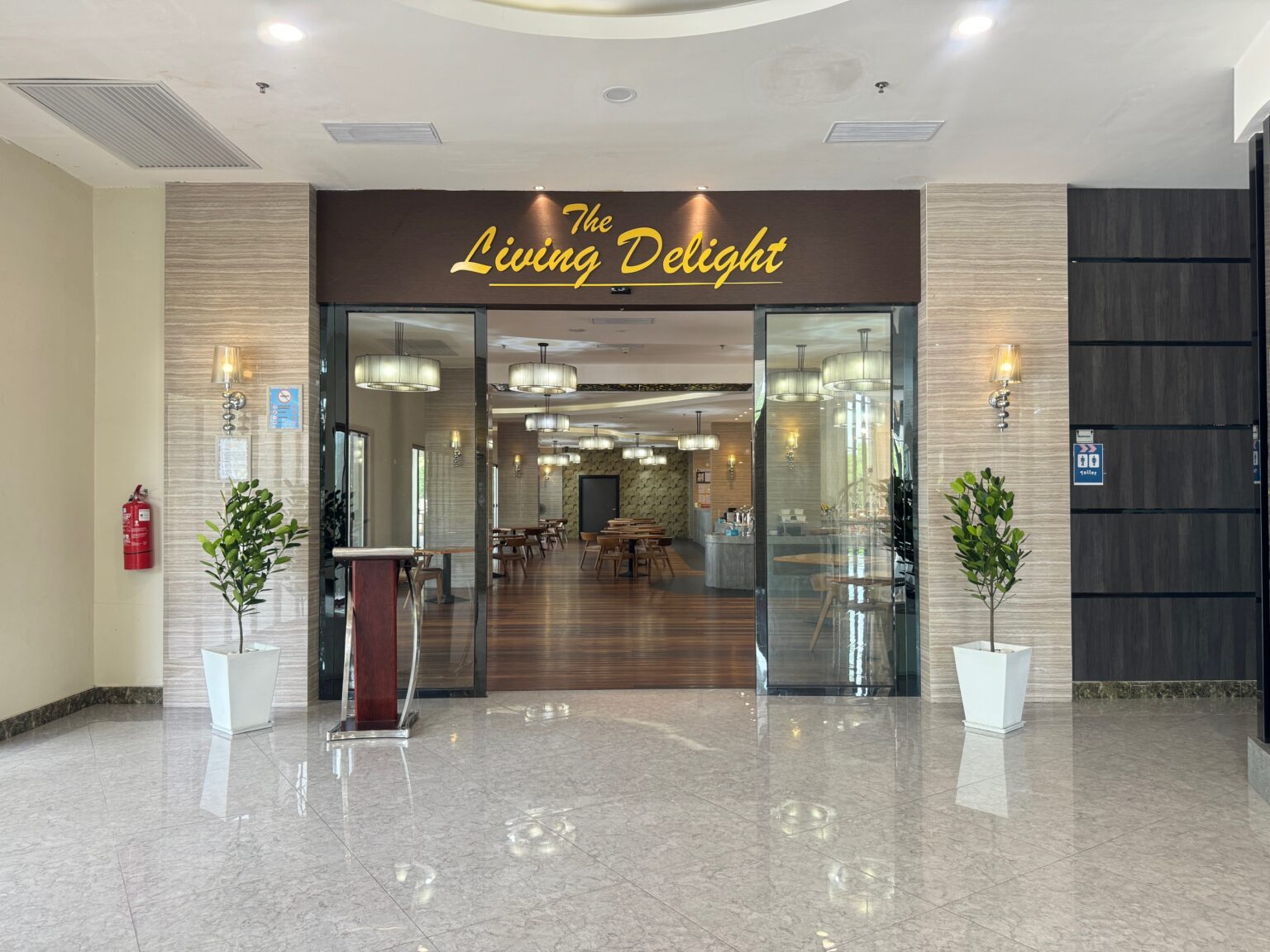 Entrance of The Living Delight Restaurant at Livingston Hotel Sandakan on the ground floor